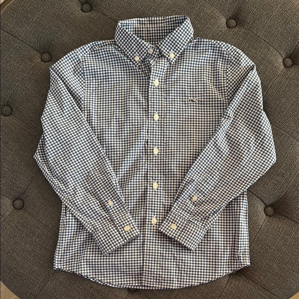 Vineyard Vines Navy Blue Checkered Button-Down Shirt